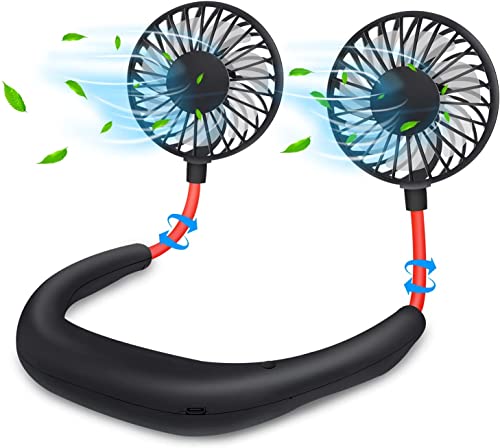 Portable Neck Fan comes with USB Rechargeable, Hands-Free Bladeless Mini Fan with 3 Speed