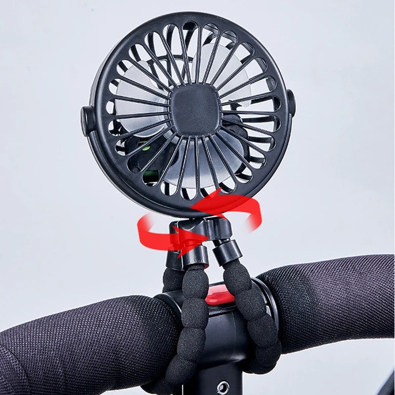 Battery Operated Stroller Fan Flexible Tripod Clip On Fan with 3 Speeds and Rotatable Handheld Personal Fan for Car Seat Crib Bike Treadmill