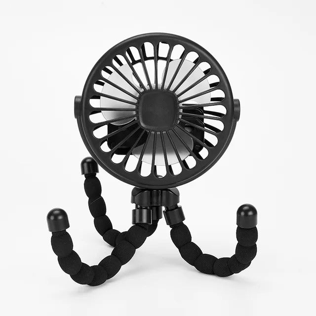 Battery Operated Stroller Fan Flexible Tripod Clip On Fan with 3 Speeds and Rotatable Handheld Personal Fan for Car Seat Crib Bike Treadmill