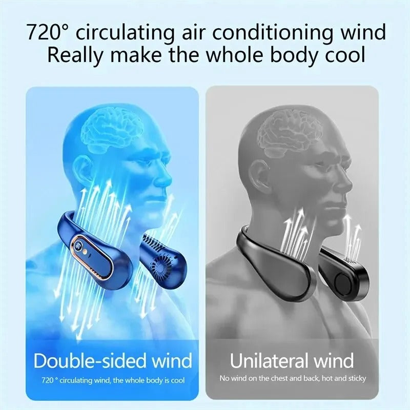 Portable Neck Fan Bladeless Personal Cooling Fan | No Hair Twisting and Rechargeable Wearable Fan for Travel, Birthday Gifts for Men, Women, Mom, and Dad