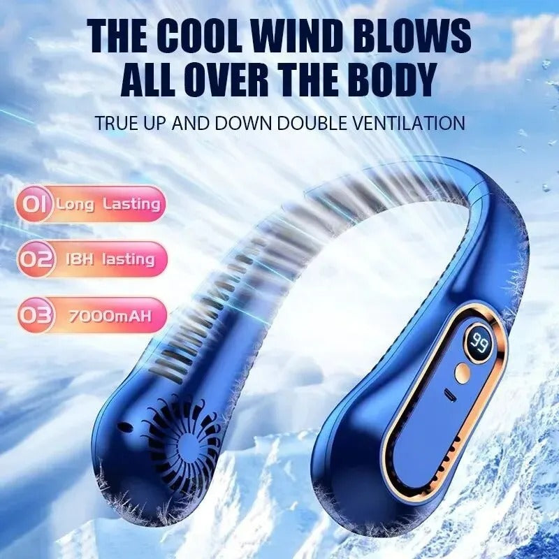 Portable Neck Fan Bladeless Personal Cooling Fan | No Hair Twisting and Rechargeable Wearable Fan for Travel, Birthday Gifts for Men, Women, Mom, and Dad